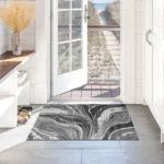 Gant Dark Grey abstract rug 60 x 110 cm, low pile with jute back and non-slip strip, in a room setting