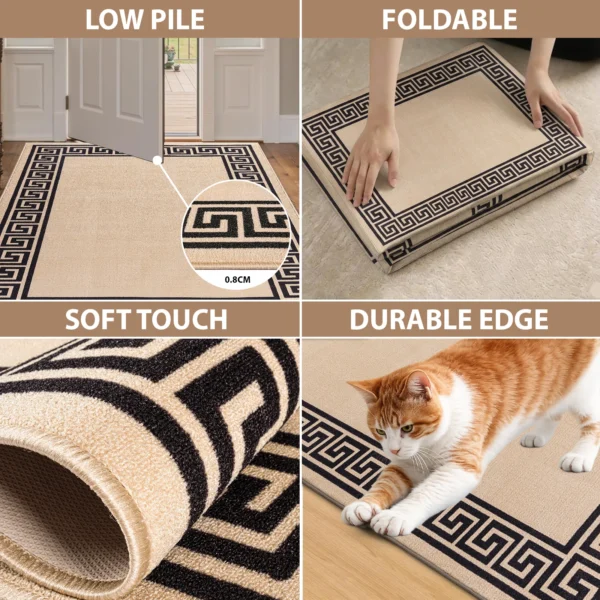 Greeky Beige Black bordered rug – features