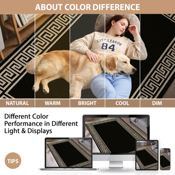 Greeky Black Beige bordered rug – colour guide