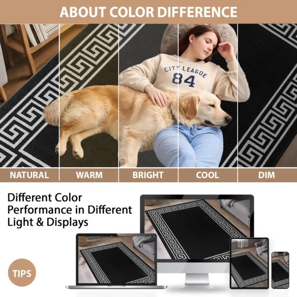 Greeky Black Grey bordered rug – colour guide