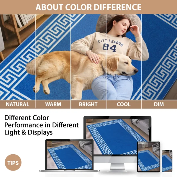Greeky Blue Cream bordered rug – colour guide