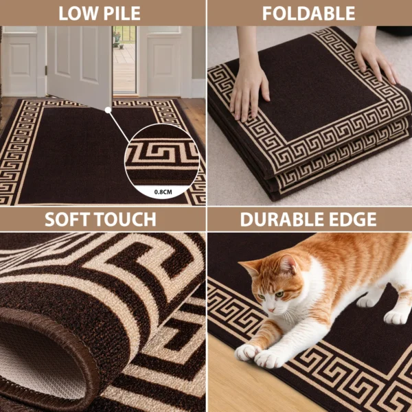 Greeky Brown Beige bordered rug – features