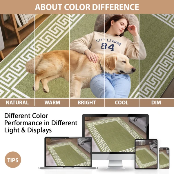 Greeky Green Cream bordered rug – colour guide