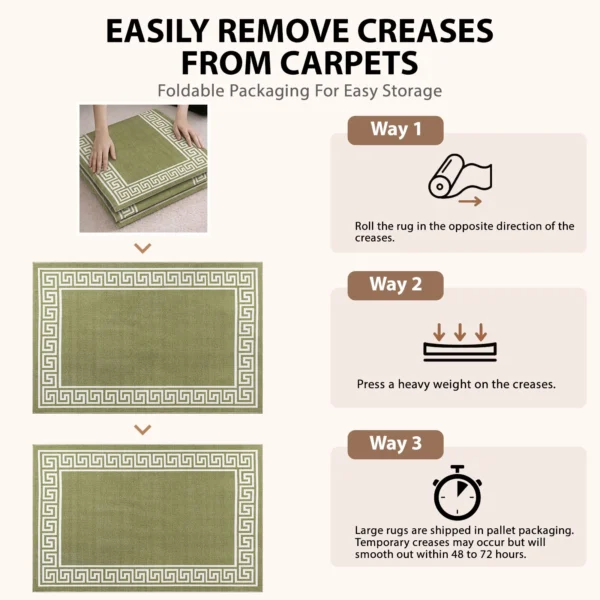 Greeky Green Cream bordered rug – crease removal guide