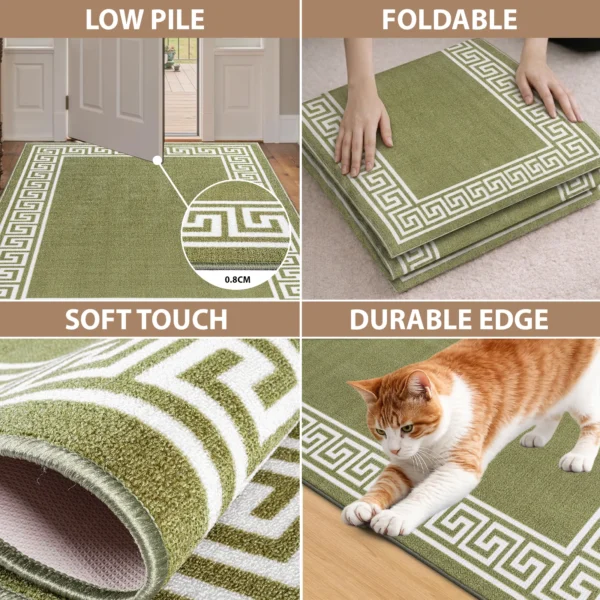 Greeky Green Cream bordered rug – features