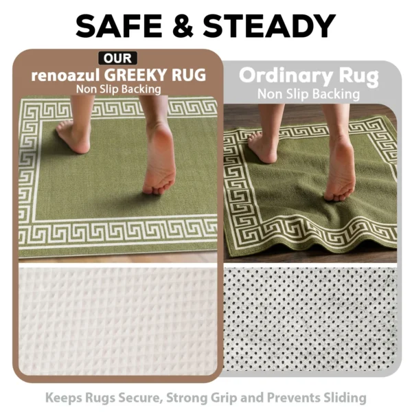 Greeky Green Cream bordered rug – non-slip backing