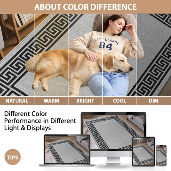 Greeky Grey Black bordered rug – colour guide