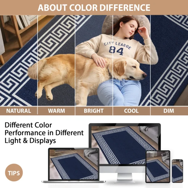 Greeky Navy bordered rug – colour guide