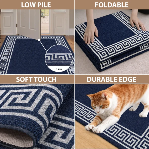 Greeky Navy bordered rug – features