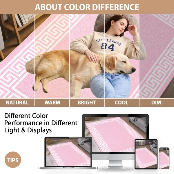 Greeky Pink bordered rug – colour guide