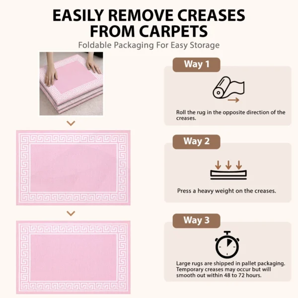 Greeky Pink bordered rug – crease removal guide