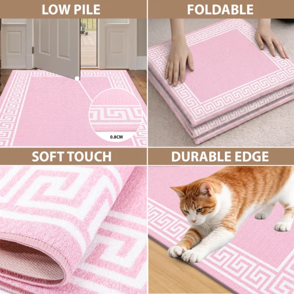 Greeky Pink bordered rug – features