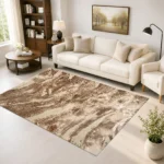 Jeze Mink abstract rug 160 x 230 cm, medium pile with jute backing, in a living room