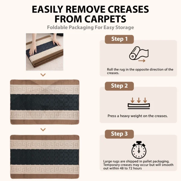 Nada Beige Black geometric rug – crease removal guide