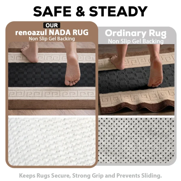 Nada Beige Black geometric rug – non-slip backing