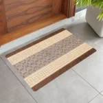 Nada Beige Brown geometric rug 50 x 80 cm, low pile with non-slip gel back, in a room setting