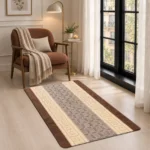 Nada Beige Brown geometric rug 80 x 150 cm, low pile with non-slip gel back, in a room setting