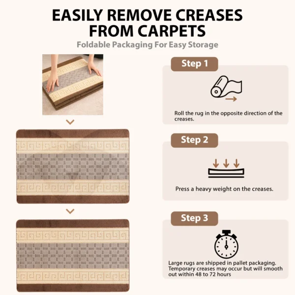Nada Beige Brown geometric rug – crease removal guide