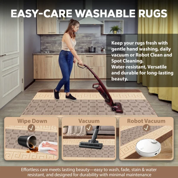 Nada Beige Brown geometric rug – easy-care washable