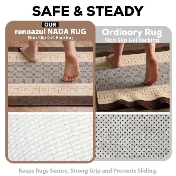 Nada Beige Brown geometric rug – non-slip backing