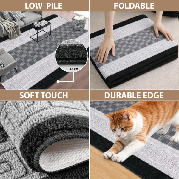 Nada Black Grey geometric rug – features