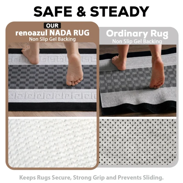 Nada Black Grey geometric rug – non-slip backing