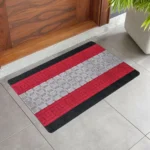 Nada Black Grey Red geometric rug 50 x 80 cm, low pile with non-slip gel back, in a room setting