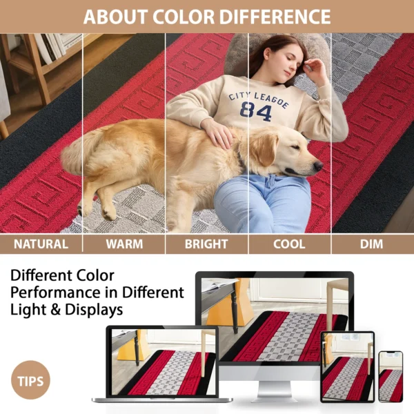 Nada Black Grey Red geometric rug – colour guide