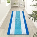 Nada Blue geometric rug 60 x 220 cm, low pile with non-slip gel back, in a room setting