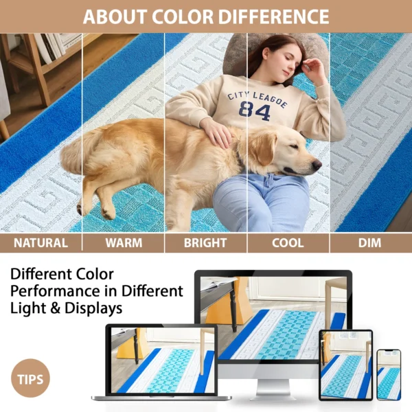 Nada Blue geometric rug – colour guide