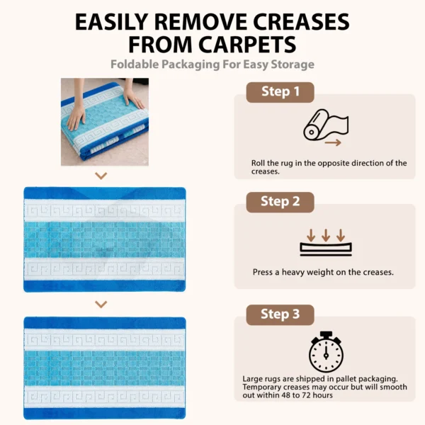 Nada Blue geometric rug – crease removal guide