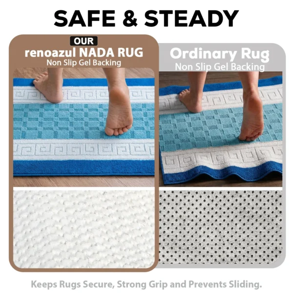 Nada Blue geometric rug – non-slip backing