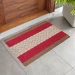 Nada Brown Red geometric rug 50 x 80 cm, low pile with non-slip gel back, in a room setting