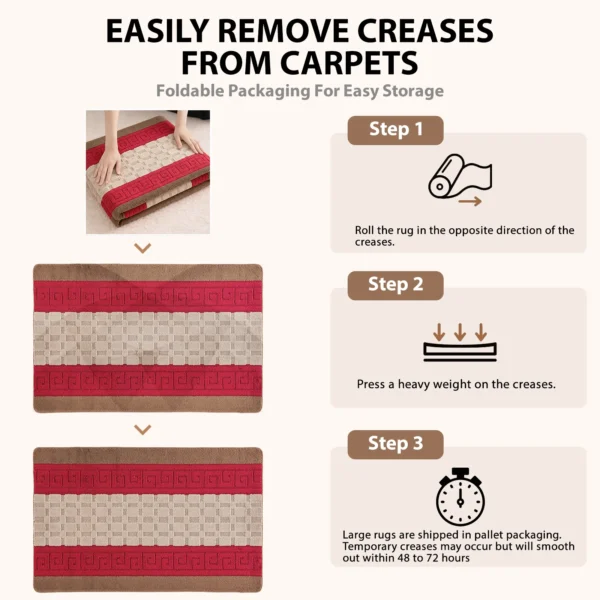 Nada Brown Red geometric rug – crease removal guide