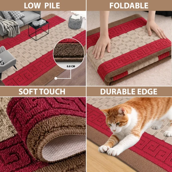 Nada Brown Red geometric rug – features