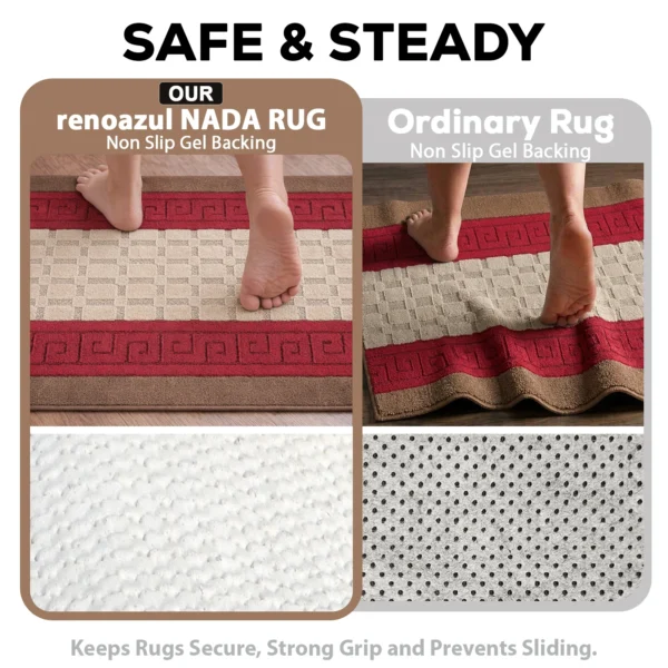 Nada Brown Red geometric rug – non-slip backing