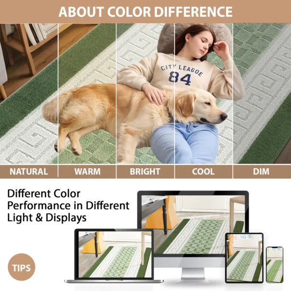 Nada Green geometric rug – colour guide