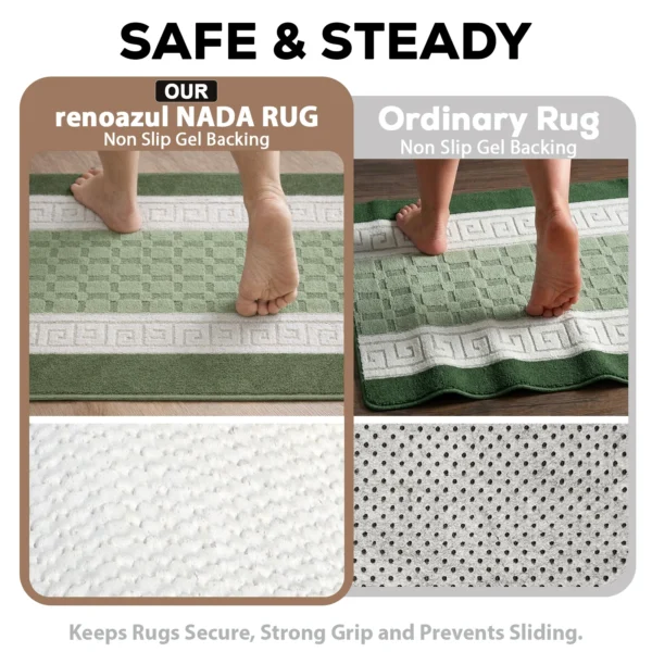 Nada Green geometric rug – non-slip backing