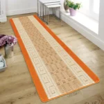 Nada Orange geometric rug 80 x 300 cm, low pile with non-slip gel back, in a room setting