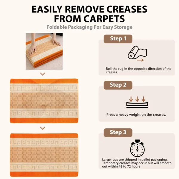 Nada Orange geometric rug – crease removal guide