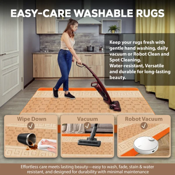 Nada Orange geometric rug – easy-care washable