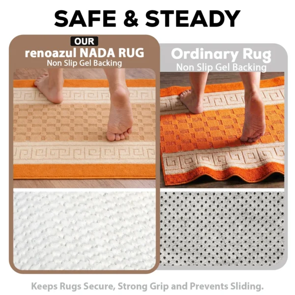 Nada Orange geometric rug – non-slip backing