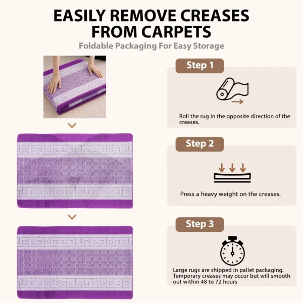 Nada Purple geometric rug – crease removal guide