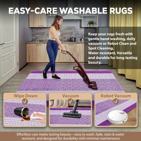 Nada Purple geometric rug – easy-care washable