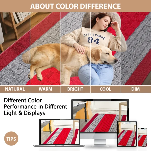 Nada Red Grey geometric rug – colour guide
