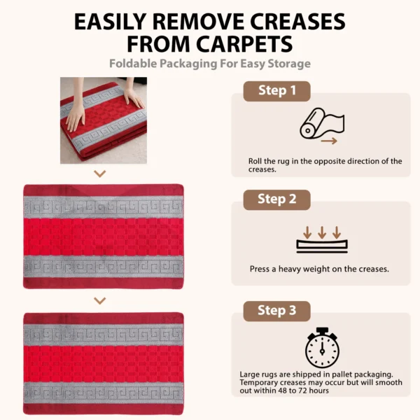Nada Red Grey geometric rug – crease removal guide