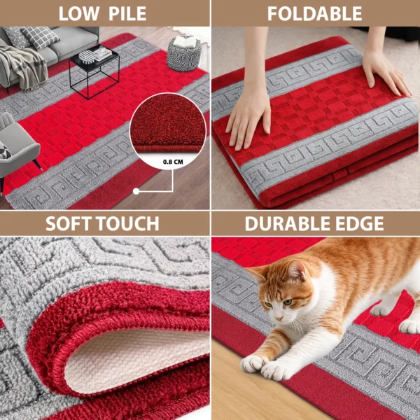 Nada Red Grey geometric rug – features