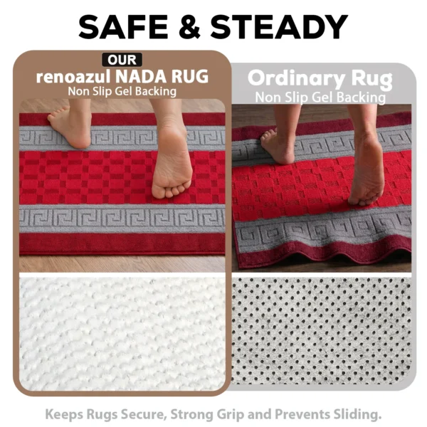 Nada Red Grey geometric rug – non-slip backing