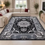 Rada Beige traditional floral rug 240 x 320 cm, medium pile with jute backing, in a living room