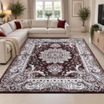 Rada Brown traditional floral rug 240 x 320 cm, medium pile with jute backing, in a living room
